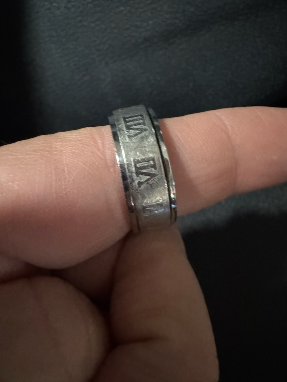 Men's Silver Roman Numeral Stainless Steel Ring size 9.5